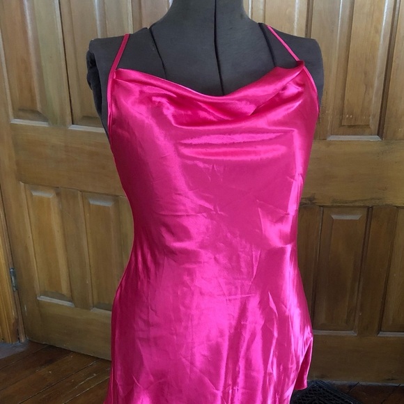 Satin Pink Slip Dress - Picture 2 of 14